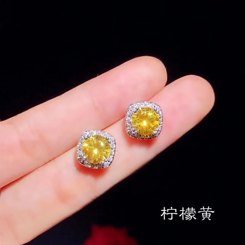 Platinum-Plated Moissanite Stud Earrings