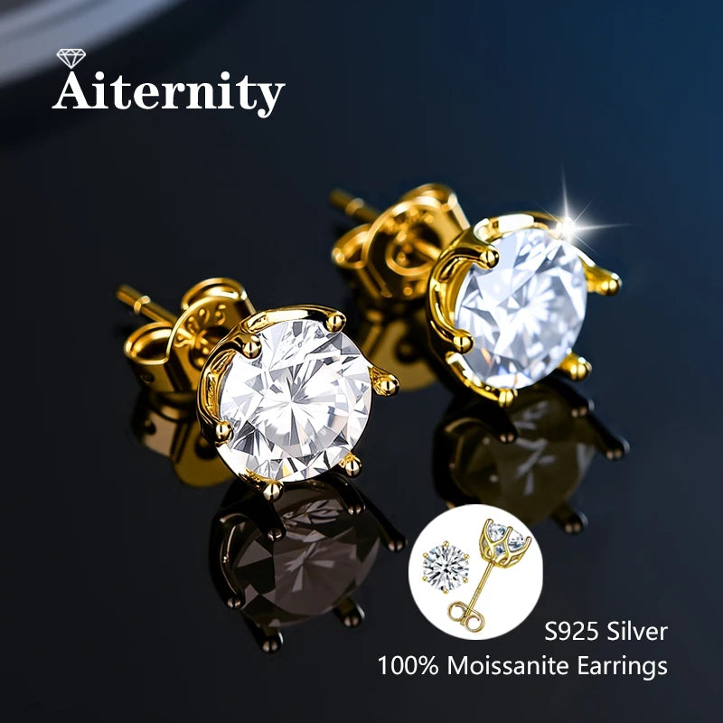 Platinum-Plated Moissanite Stud Earrings
