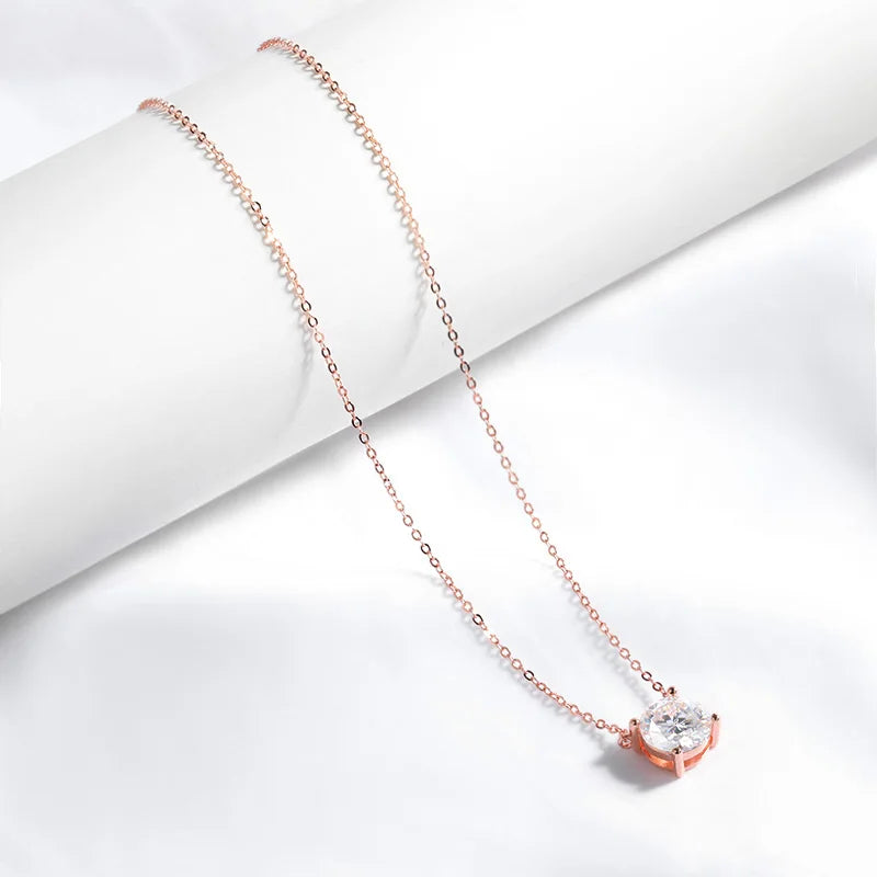 Rose Gold Moissanite Pendant Necklace