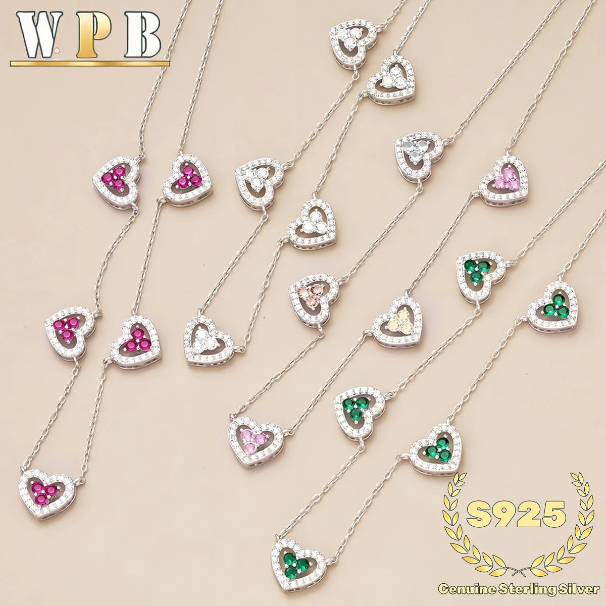 Five Hearts CZ Necklace