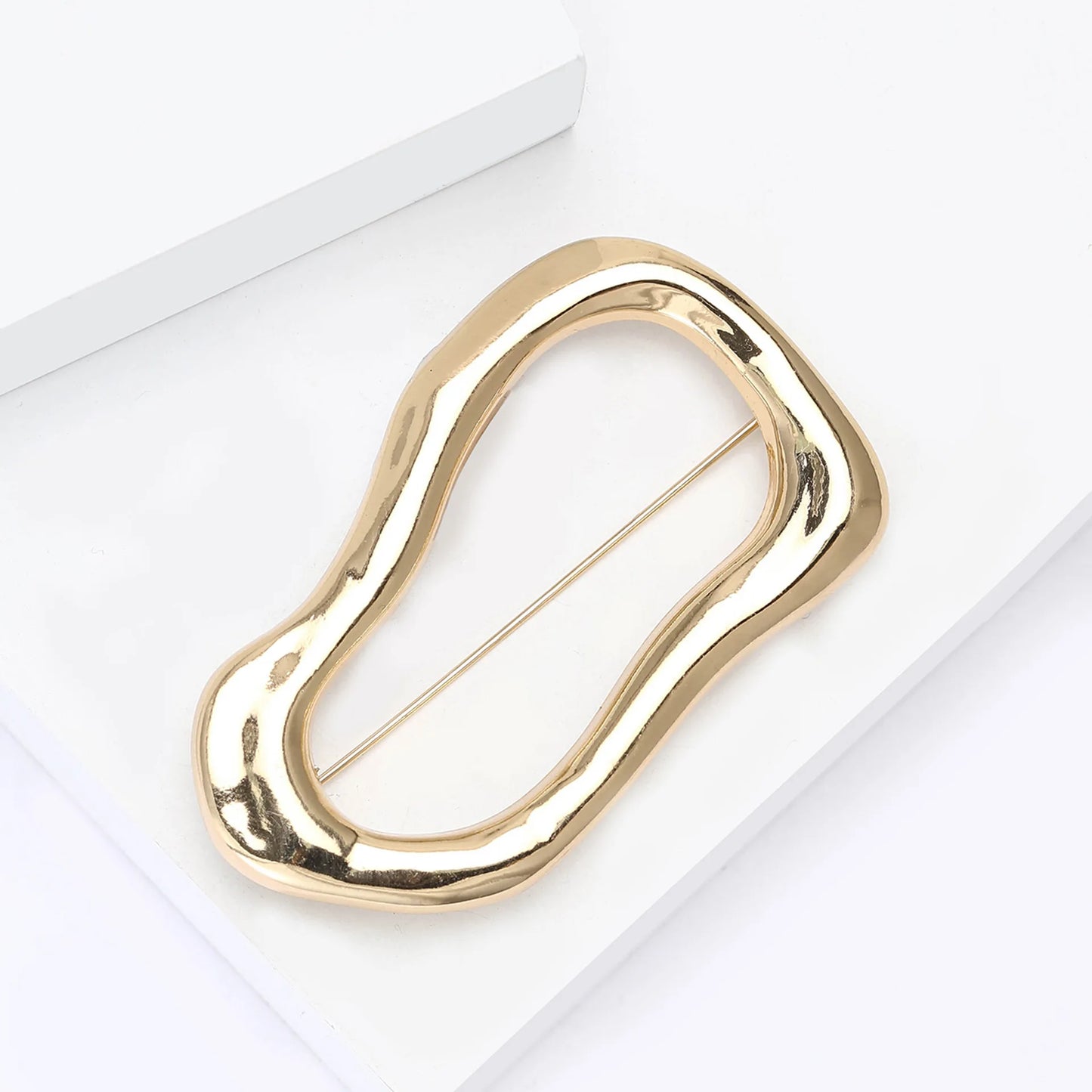 Trendy Irregular Big Circle Brooches for Women Men Gold Plated Silver Color Metal Lapel Pins Geometric Jewelry Gifts