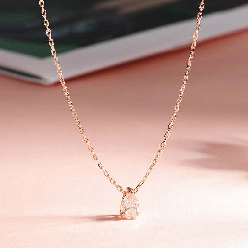 Pear Cut Moissanite Pendant Necklace