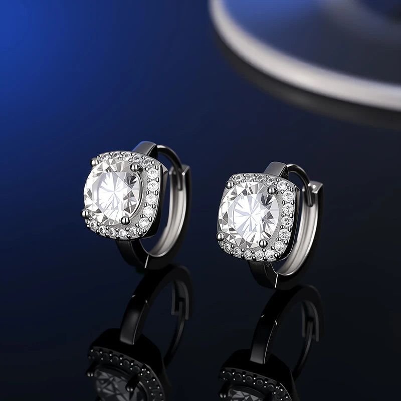 Platinum-Plated Moissanite Stud Earrings