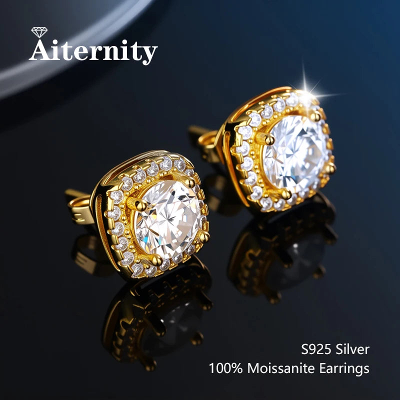 Platinum-Plated Moissanite Stud Earrings