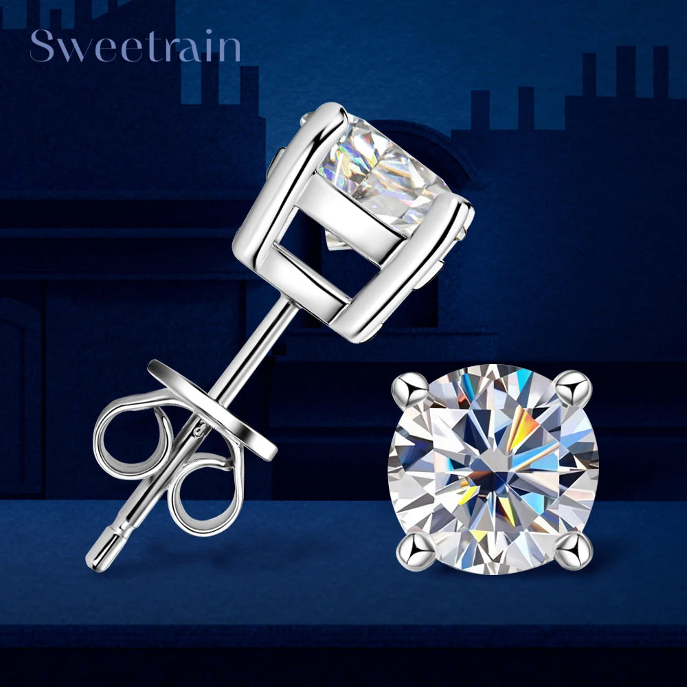 18K Gold Plated Moissanite Stud Earrings