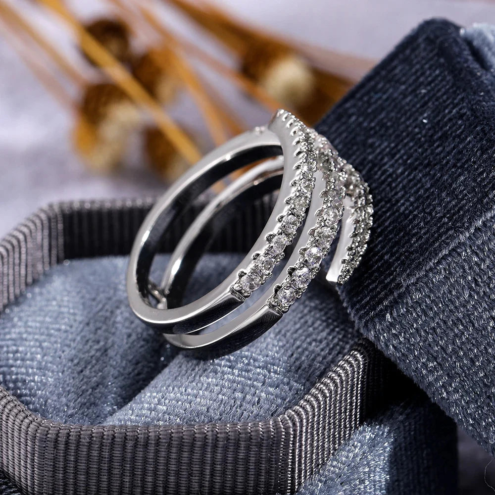 Surround Wrap Statement Ring – Multi-Row CZ Crystal Band