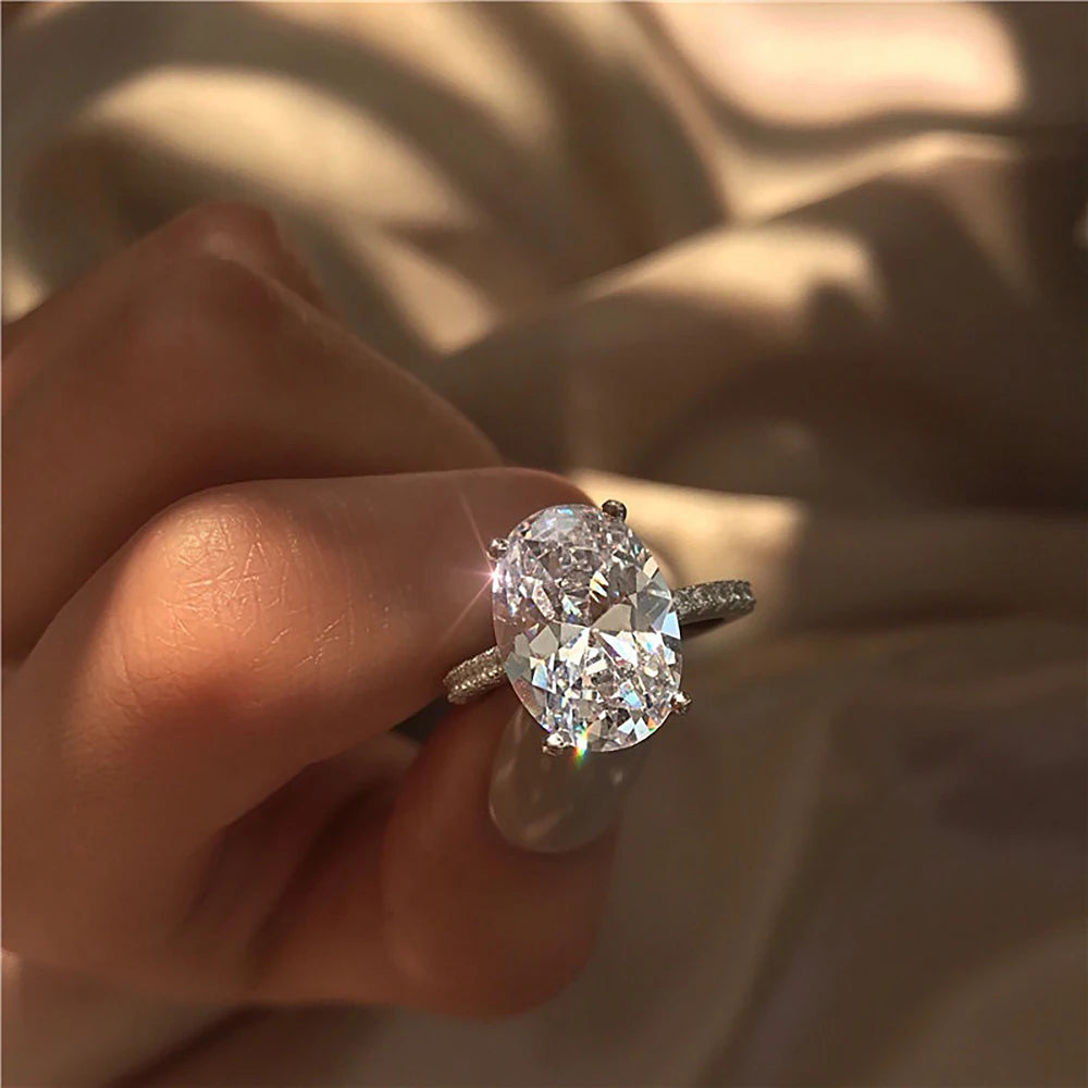 Oval Halo Moissanite Engagement Ring