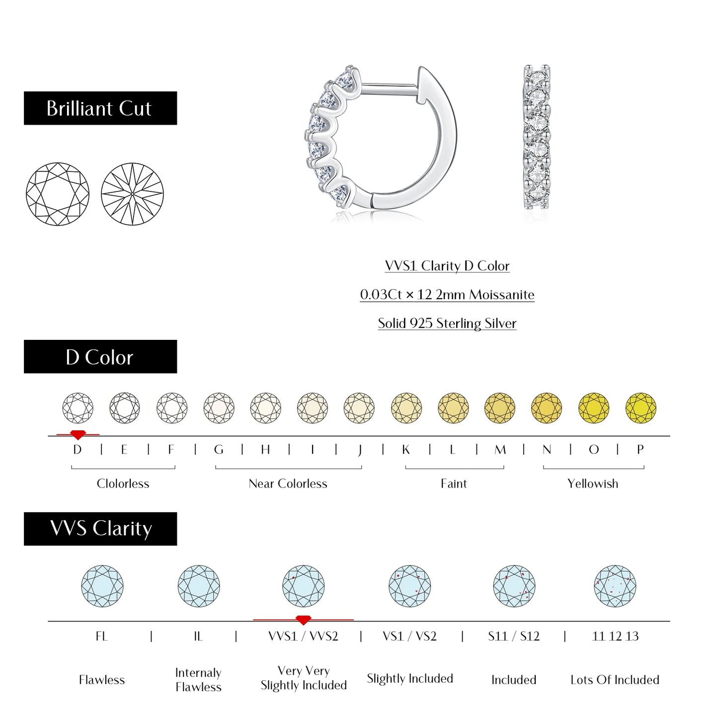 Small Moissanite Hoop Earrings