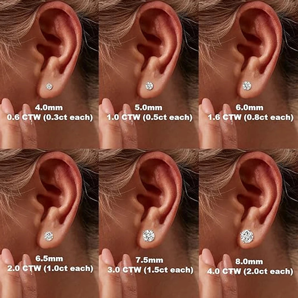 Moissanite Stud Earrings, 2.0CT