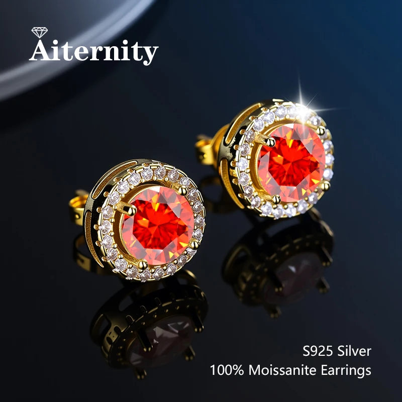 Platinum-Plated Moissanite Stud Earrings