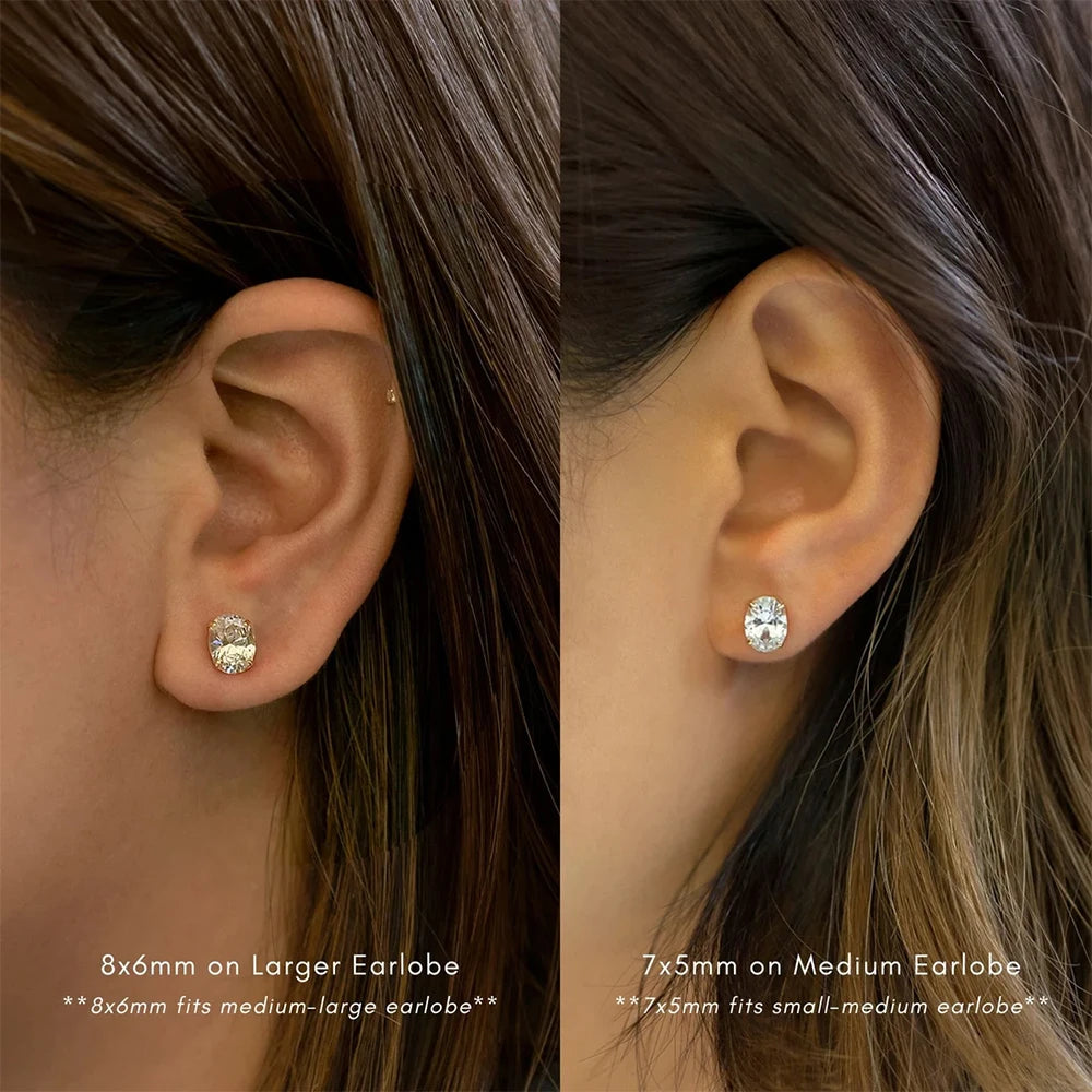 Oval Cut Moissanite Stud Earrings