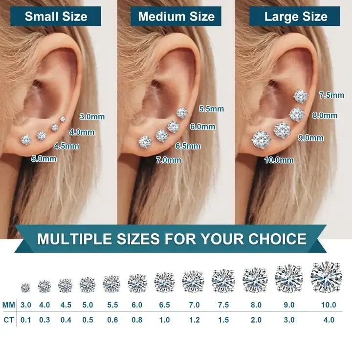 Moissanite Screw-Back Stud Earrings