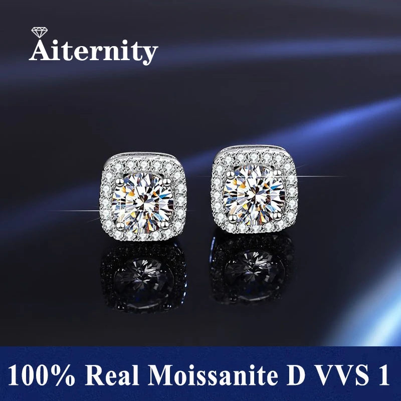 Platinum-Plated Moissanite Stud Earrings