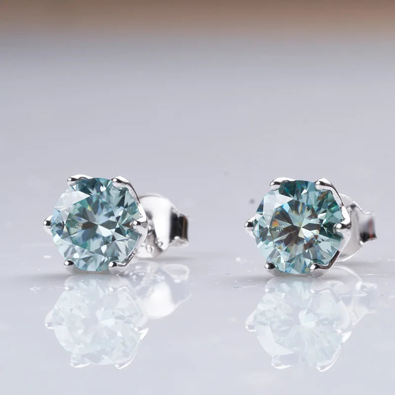 Moissanite Stud Earrings, 1CT