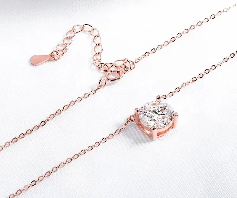 Rose Gold Moissanite Pendant Necklace
