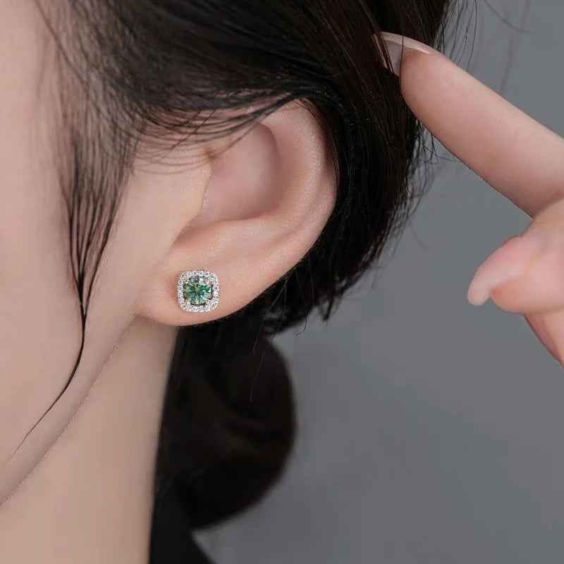 Platinum-Plated Moissanite Stud Earrings