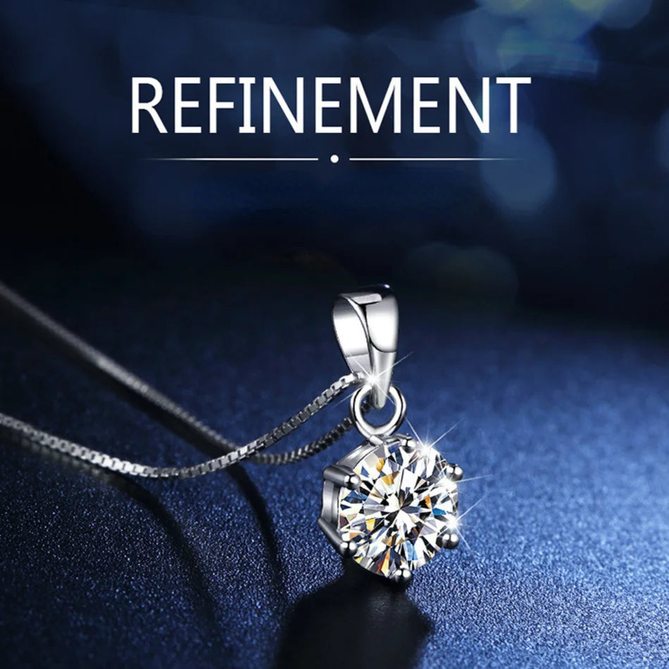 Moissanite Pendant Necklace, 1CT
