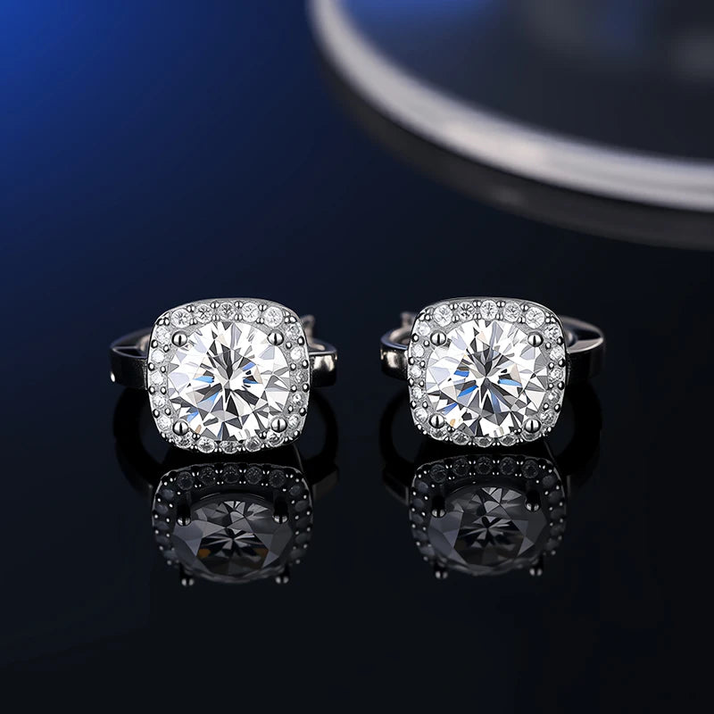 Platinum-Plated Moissanite Stud Earrings