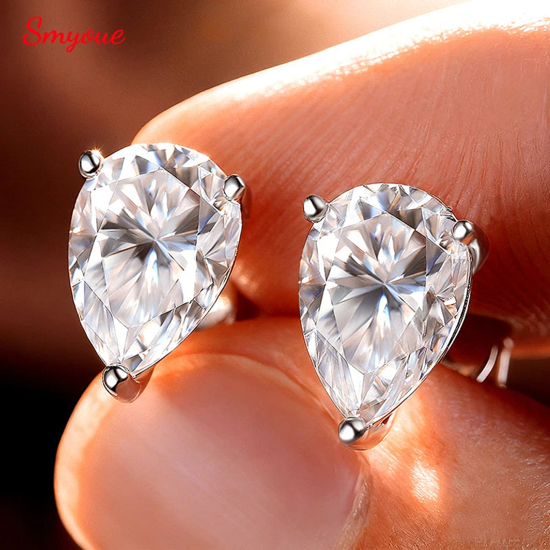 Pear Cut Moissanite Stud Earrings