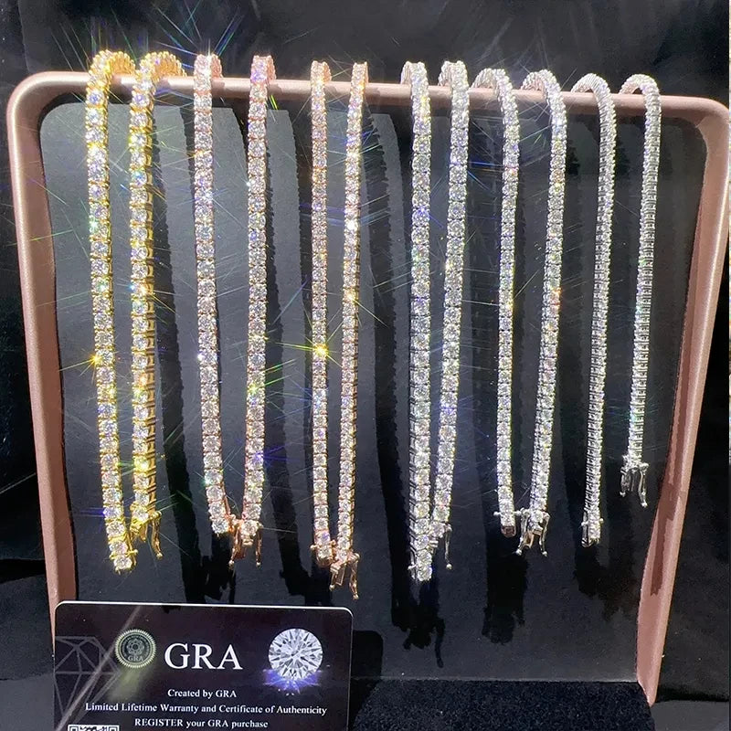 Hip Hop Moissanite Tennis Chain Bracelet
