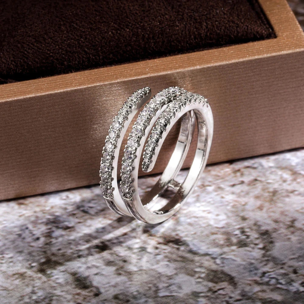 Surround Wrap Statement Ring – Multi-Row CZ Crystal Band