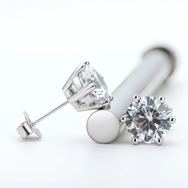 Moissanite Screw-Back Stud Earrings