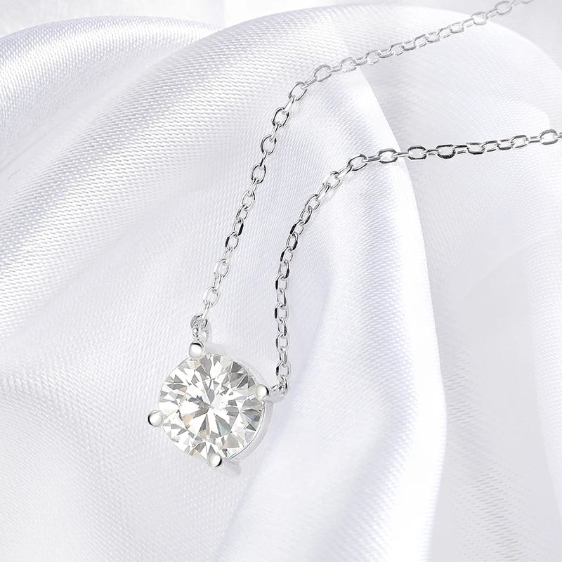 White Gold Moissanite Pendant Necklace