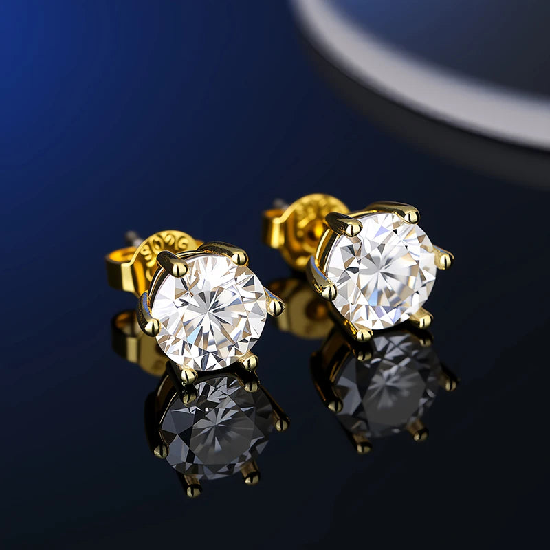 Platinum-Plated Moissanite Stud Earrings