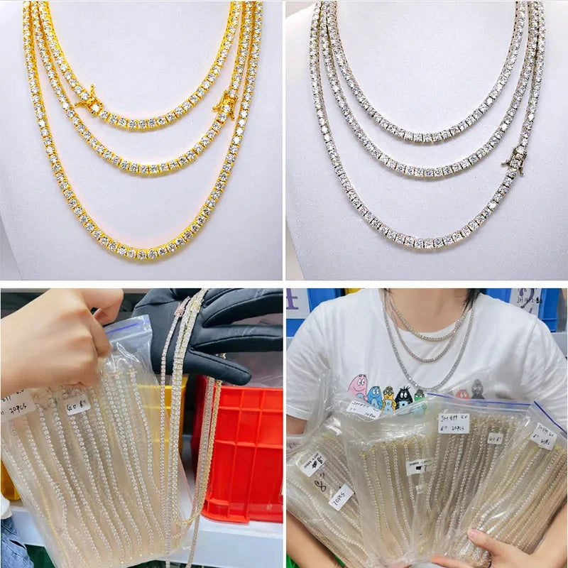 Hip Hop Moissanite Tennis Chain Bracelet