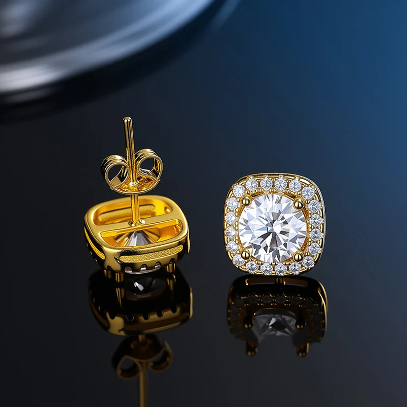 Platinum-Plated Moissanite Stud Earrings