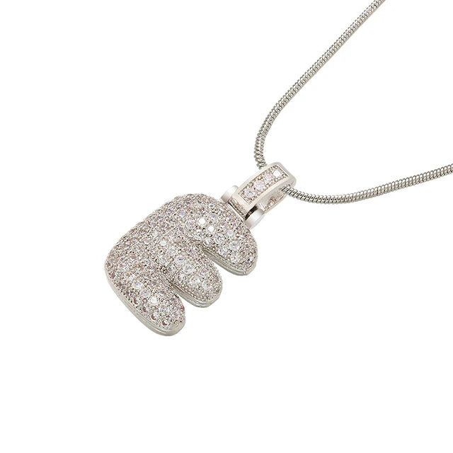 1.25x500mm Fat and lovely crystal brass silver color  letter necklace for women friends birthday gift model: VL34