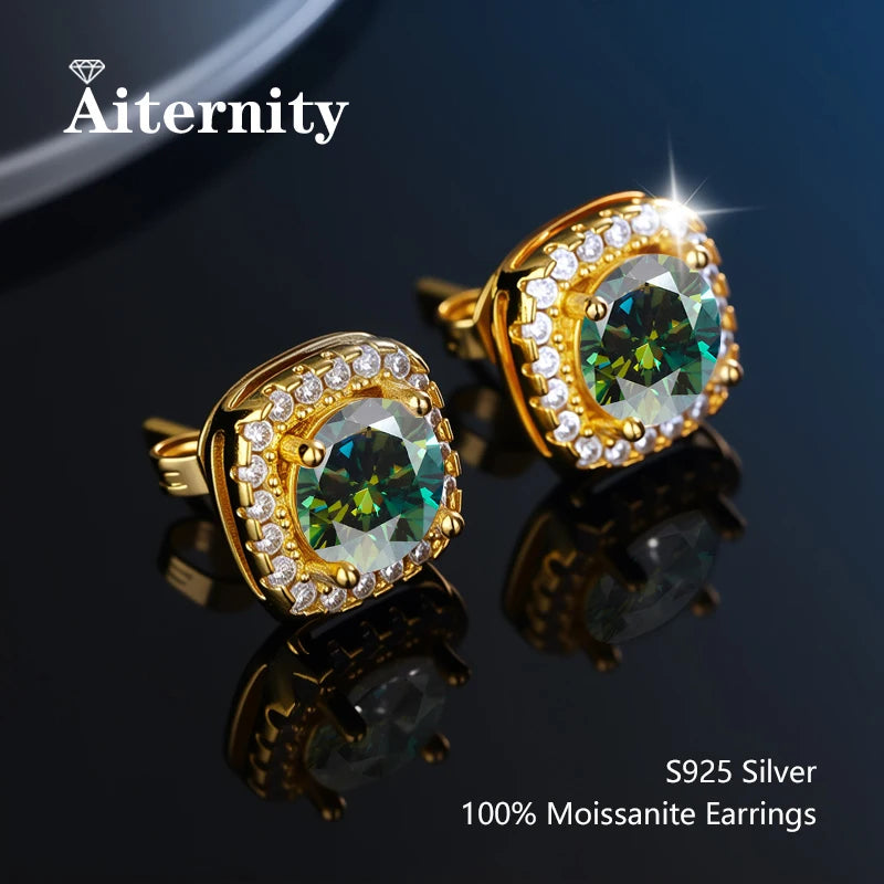 Platinum-Plated Moissanite Stud Earrings