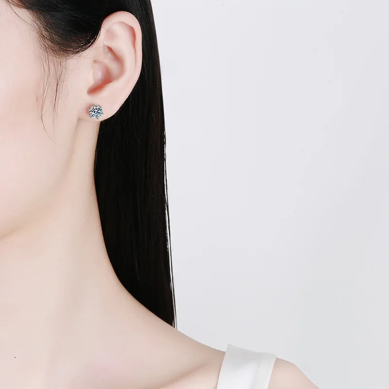 Moissanite Screw-Back Stud Earrings