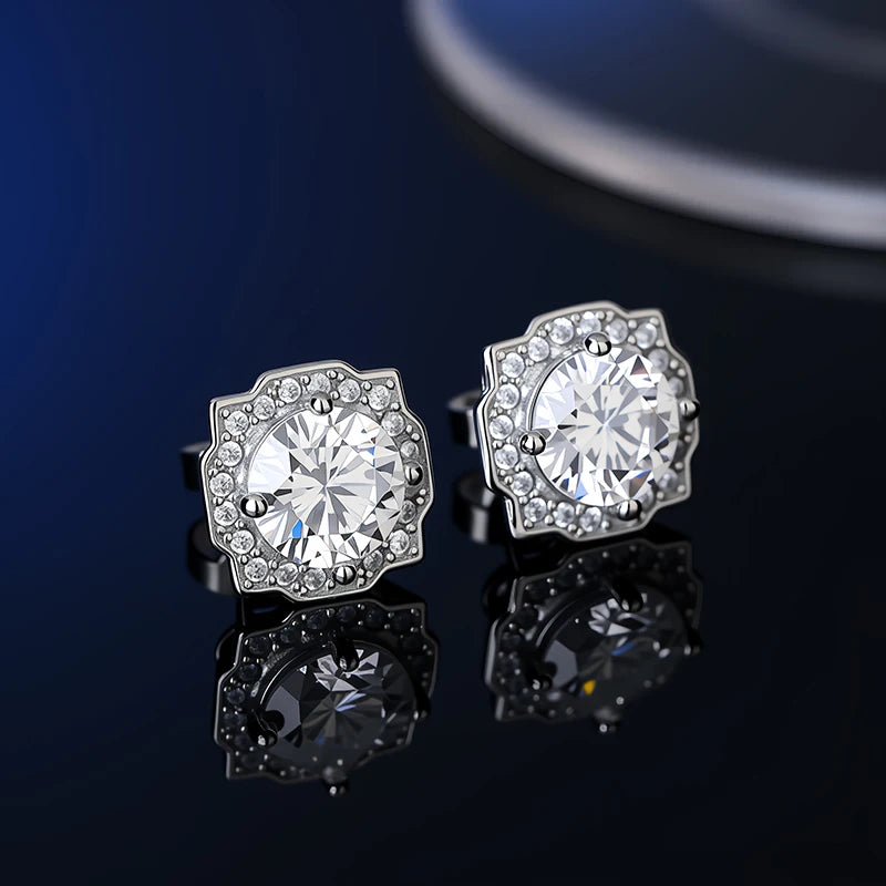 Platinum-Plated Moissanite Stud Earrings