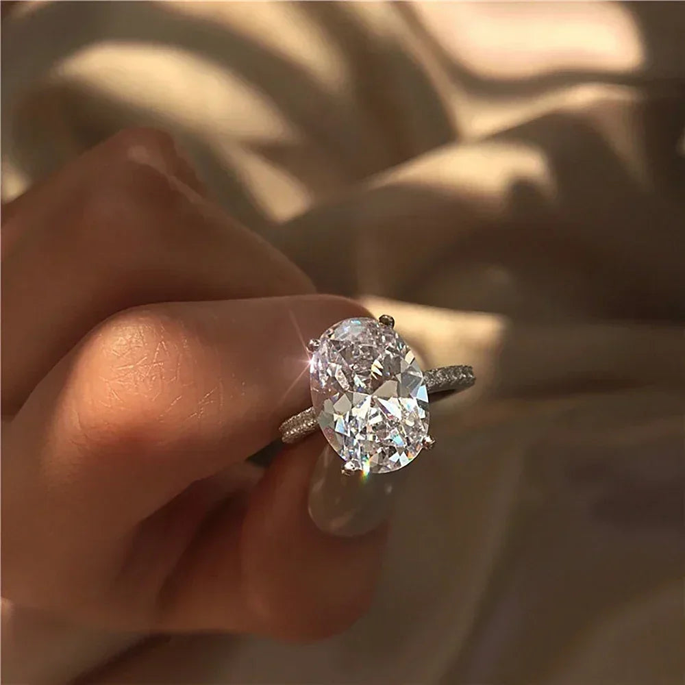 Oval Halo Moissanite Engagement Ring