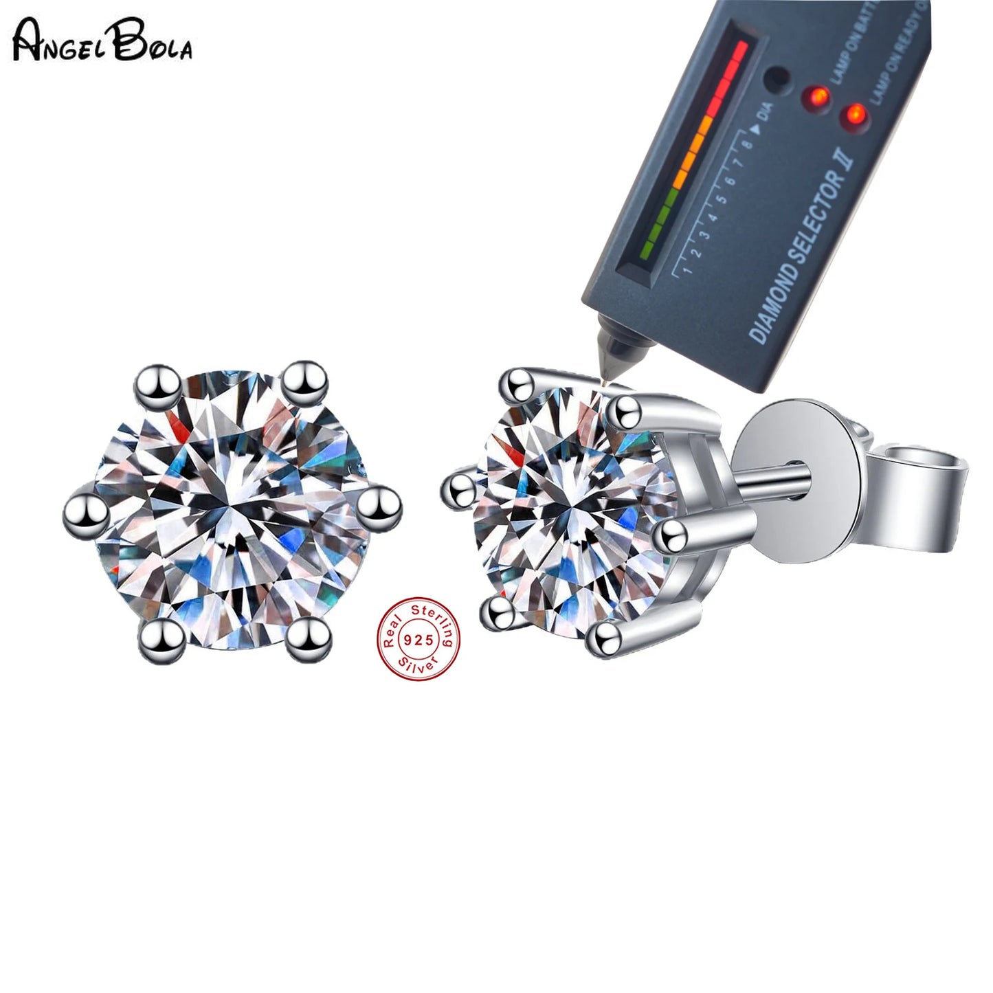 Six-Claw Moissanite Stud Earrings