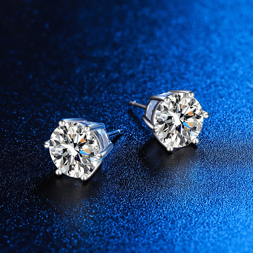 925 Sterling Silver Moissanite Stud Earrings – GRA Certified VVS1