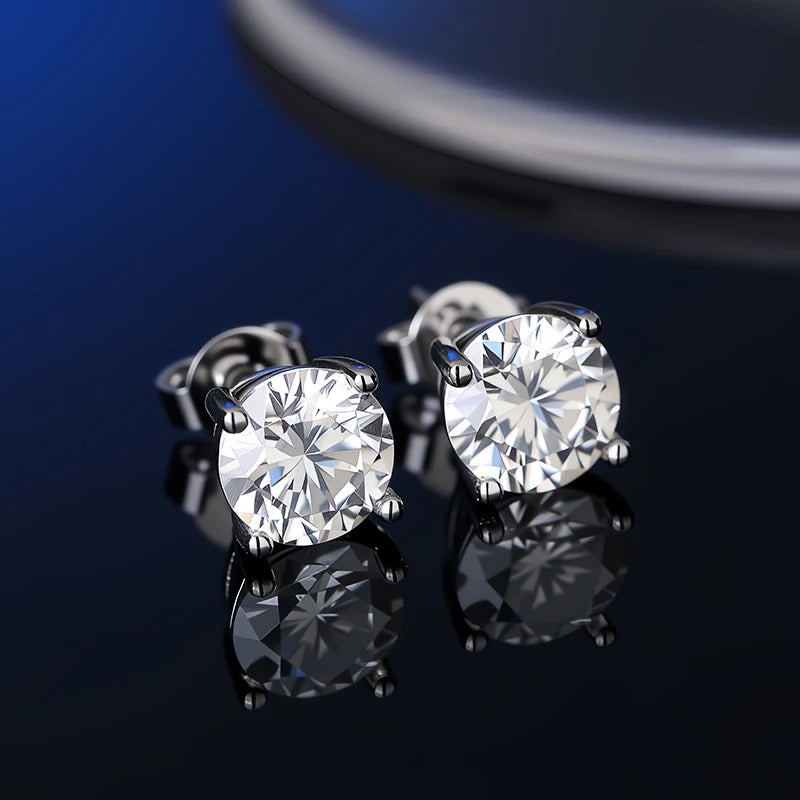 Platinum-Plated Moissanite Stud Earrings