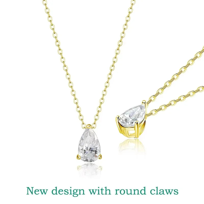 Pear Cut Moissanite Pendant Necklace
