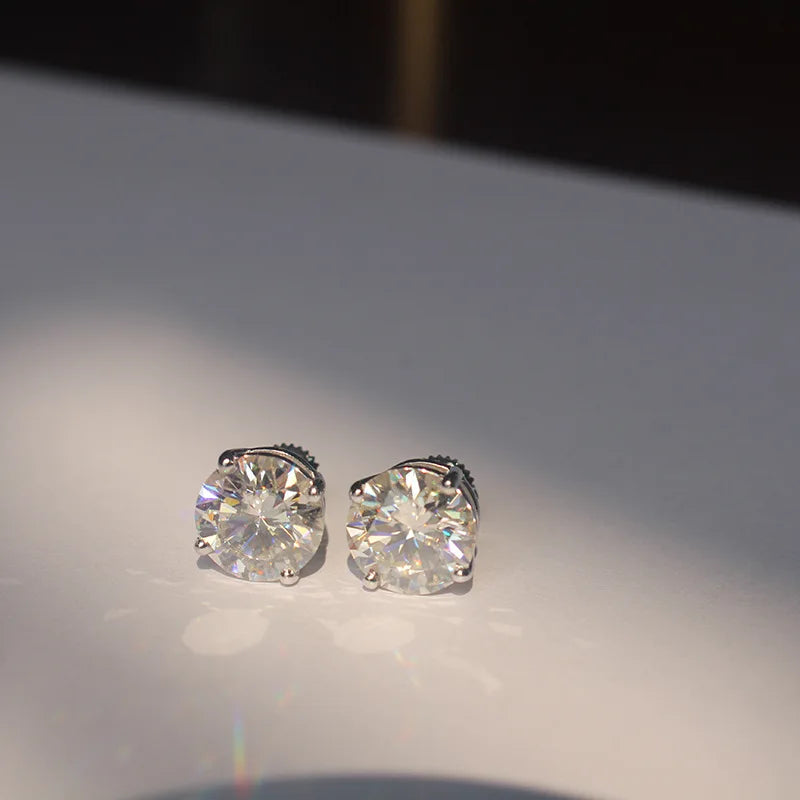 Moissanite Screw-Back Stud Earrings