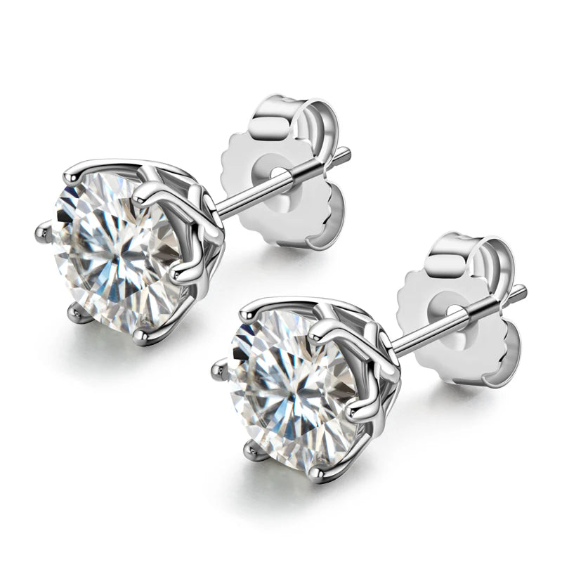 Moissanite Screw-Back Stud Earrings