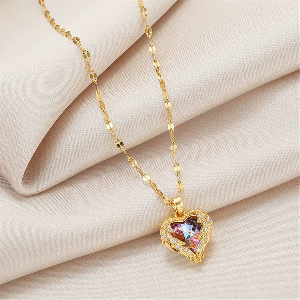 Crystal Heart Pendant Necklace| Tarnish-Free tainless Steel