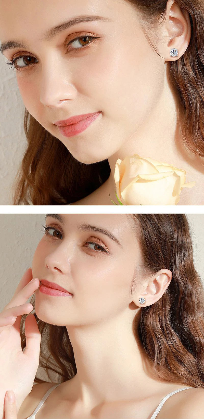 Platinum-Plated Moissanite Stud Earrings
