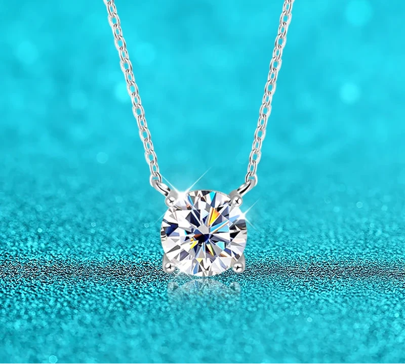 White Gold Moissanite Pendant Necklace