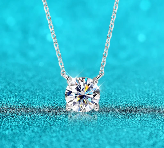 White Gold Moissanite Pendant Necklace