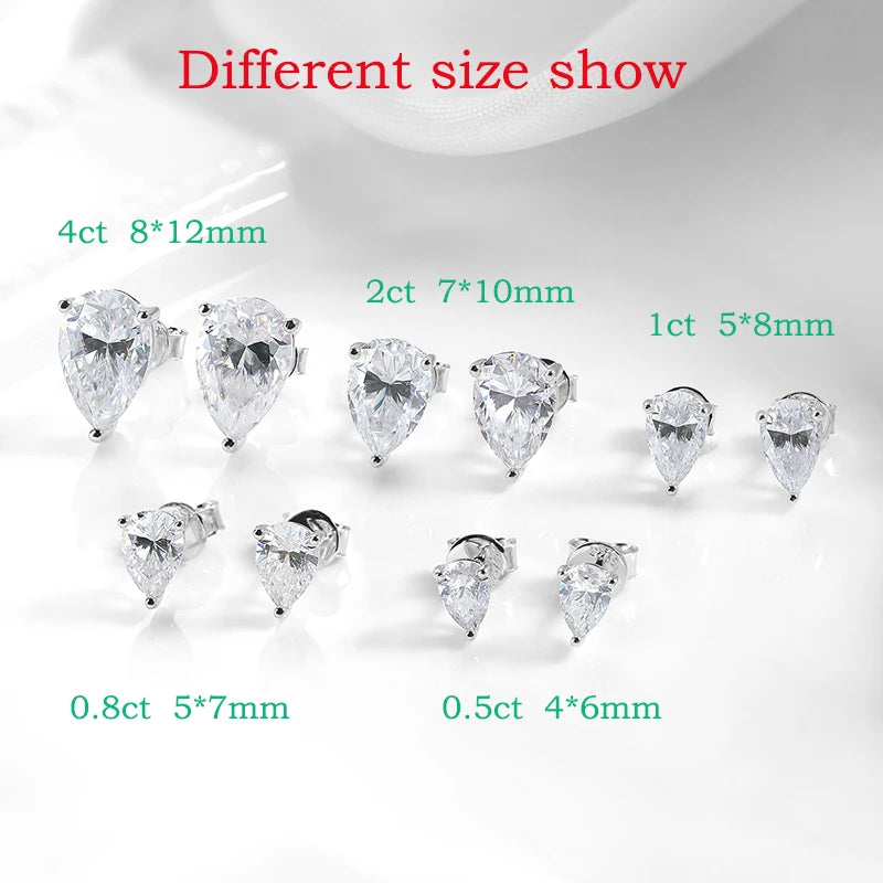 Pear Cut Moissanite Stud Earrings