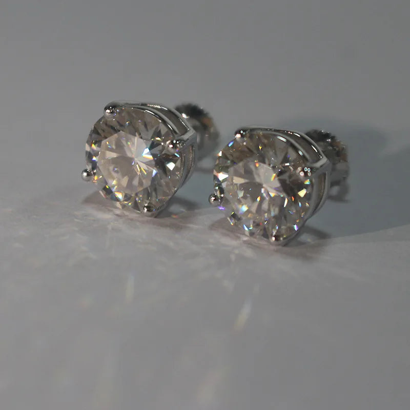 Moissanite Screw-Back Stud Earrings
