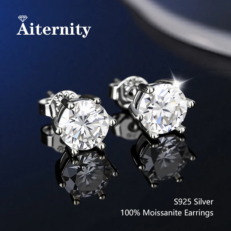 Platinum-Plated Moissanite Stud Earrings