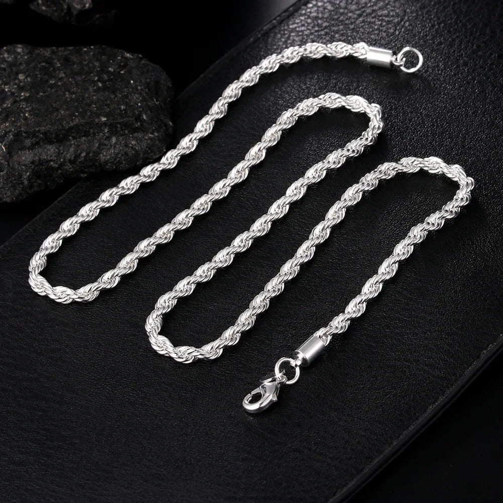 Sterling Silver Rope Chain Necklace