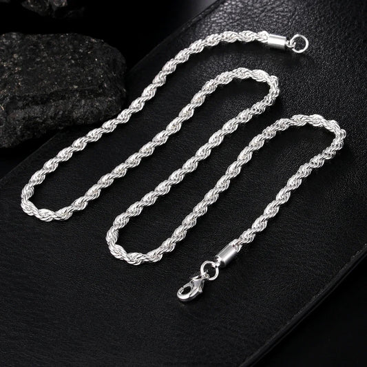 Sterling Silver Rope Chain Necklace